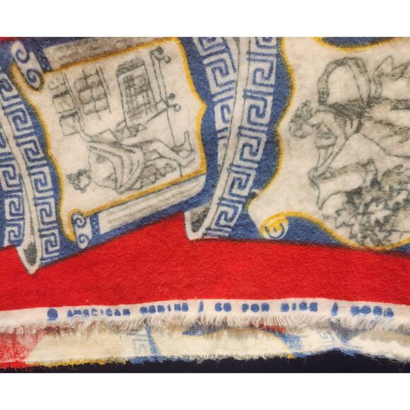 Nick & Nora Greek Coffee Cup NYC Flannel Fabric 2.4 Yds Red Bagels Anthora Print - Picture 3 of 8